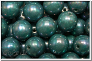 b�hm. Glasperle, rund, 8mm, turquoise, op., nebula, 10 Stk.