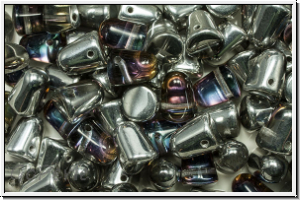 B�hm. Gumdrop-Beads, 7x10mm, crystal, trans., bermuda blue, 12 Stk.