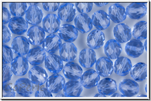 B�hm. Glasschliffperle, feuerpol., 8mm, sapphire, lt., trans., 10 Stk.