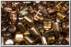 B�hm. Gumdrop-Beads, 7x10mm, crystal, trans., half capri gold, 12 Stk.