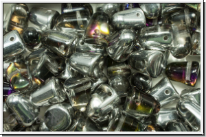 B�hm. Gumdrop-Beads, 7x10mm, crystal, trans., heliotrope, 12 Stk.