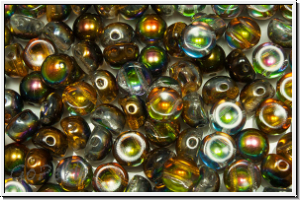 2-Loch-Cabochon, 6mm, crystal, trans., magic copper, 20 Stk.