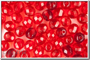 B�hm. Glasschliffperle, feuerpol., 8mm, siam, lt., trans., 10 Stk.