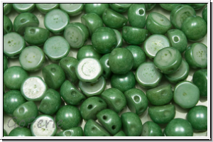 2-Loch-Cabochon, 6mm, white, op., green marbled, 20 Stk.