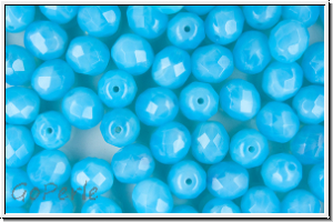 B�hm. Glasschliffperle, feuerpol., 8mm, aqua, lt., opal, 10 Stk.