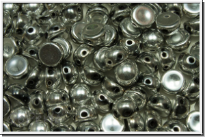 2-Loch-Cabochon, 6mm, black, op., full silver, 20 Stk.