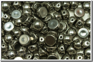 2-Loch-Cabochon, 6mm, black, op., full chrome, 20 Stk.