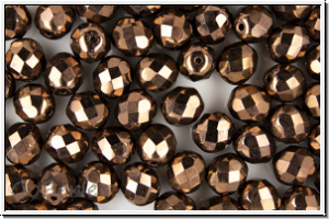 B�hm. Glasschliffperle, feuerpol., 8mm, chocolate, metallic, 10 Stk.