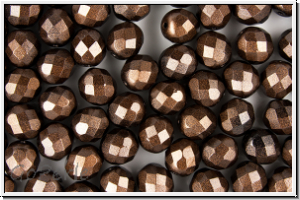 B�hm. Glasschliffperle, feuerpol., 8mm, chocolate, metallic, antique, 10 Stk.