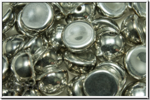 Dome Bead, 10x6mm, crystal, trans., full silver, 5 Stk.