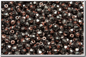 B�hm. Glasschliffperle, feuerpol., 3mm, black, op., heavy metal violet, 50 Stk.