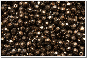 B�hm. Glasschliffperle, feuerpol., 3mm, black, op., heavy metal bronze, 50 Stk.