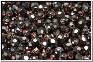 B�hm. Glasschliffperle, feuerpol., 4mm, black, op., heavy metal violet, 50 Stk.