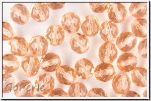 B�hm. Glasschliffperle, feuerpol., 8mm, rose, vintage, trans., 10 Stk.
