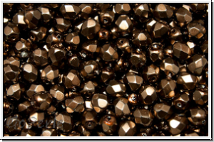 B�hm. Glasschliffperle, feuerpol., 4mm, black, op., heavy metal bronze, 50 Stk.