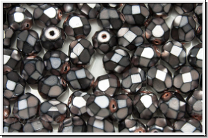 B�hm. Glasschliffperle, feuerpol., 6mm, black, op., heavy metal violet, 25 Stk.