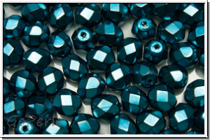 B�hm. Glasschliffperle, feuerpol., 6mm, black, op., heavy metal teal, 25 Stk.