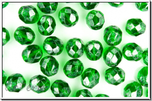 B�hm. Glasschliffperle, feuerpol., 8mm, green, trans., luster, 10 Stk.