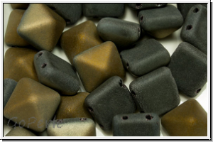 2-Loch-Pyramide, 12x12x9mm, black, op., half valtentinite, matte, 6 Stk.