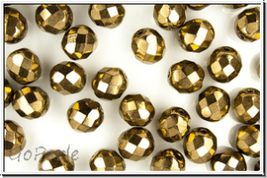 B�hm. Glasschliffperle, feuerpol., 8mm, bronze, metallic, 10 Stk.