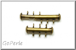 Schiebeschlie�e, 3 str�ngig, vertikal, 22x11mm, antikmessingfb., Metall, 1 Stk.