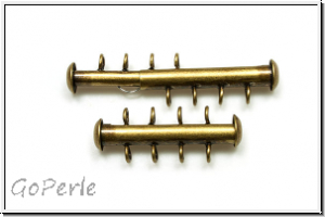 Schiebeschlie�e, 4 str�ngig, vertikal, 27x11mm, antikmessingfb., Metall, 1 Stk.