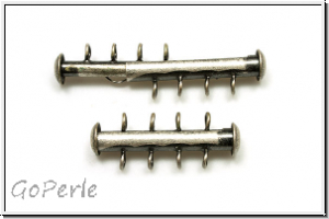 Schiebeschlie�e, 4 str�ngig, vertikal, 27x11mm, antiksilberfb., Metall, 1 Stk.