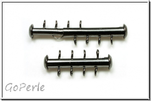 Schiebeschlie�e, 4 str�ngig, vertikal, 27x11mm, hematitefb., Metall, 1 Stk.