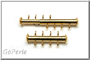 Schiebeschlie�e, 4 str�ngig, vertikal, 27x11mm, goldfb., Metall, 1 Stk.