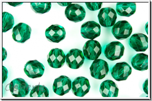 B�hm. Glasschliffperle, feuerpol., 8mm, emerald, trans., 10 Stk.