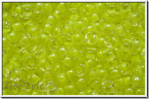 RR-11-1119, MIYUKI Rocailles, 11/0, crystal, trans., luminous limeade-ld., 10g