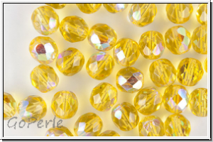B�hm. Glasschliffperle, feuerpol., 8mm, topaz, lt., trans., AB, 10 Stk.