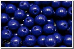b�hm. Glasperle, rund, 6mm, blue, dk., op., 25 Stk.
