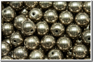 b�hm. Glasperle, rund, 6mm, black, op., full argentic, 25 Stk.