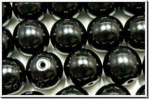b�hm. Glasperle, rund, 10mm, black, op., 5 Stk.