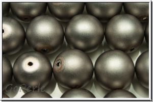b�hm. Glasperle, rund, 10mm, white, alabaster, grey pearl matte, 5 Stk.