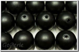 b�hm. Glasperle, rund, 10mm, white, alabster, black pearl matte, 5 Stk.