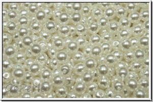 b�hm. Glasperle, rund, 3mm, white, alabaster, white pearl, 50 Stk.