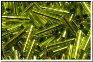 TBU-3-0024, TOHO Bugle 3", 9mm, green, lime, trans., silver-ld., 10g