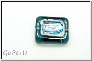 b�hm. Lampenperle, Silbereinzug, Rechteck mit Fenster, sapphire/lt. blue, 1 Stk.