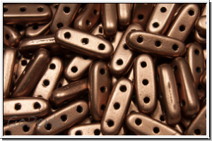 3-Loch-Beam-Beads, 10x3,5mm, copper, med., met., satin, 12 Stk.