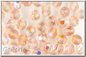 B�hm. Glasschliffperle, feuerpol., 8mm, rose, vintage, trans., AB, 10 Stk.