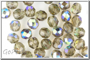 B�hm. Glasschliffperle, feuerpol., 8mm, black diamond, trans., AB, 10 Stk.