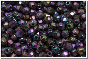 B�hm. Glasschliffperle, feuerpol., 3mm, purple, met., iris., 50 Stk.