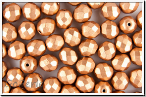 B�hm. Glasschliffperle, feuerpol., 8mm, copper, metallic, satin, 10 Stk.
