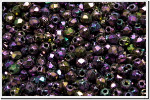 B�hm. Glasschliffperle, feuerpol., 2mm, purple, met., iris., 50 Stk.