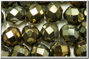 B�hm. Glasschliffperle, feuerpol., 8mm, brown, met., iris., 10 Stk.