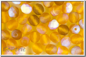 B�hm. Glasschliffperle, feuerpol., 8mm, topaz, trans., matte, AB, 10 Stk.