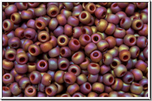 R-11-2639f, TOHO Rocailles, 11/0, red, dk., semi glazed, AB, 10g