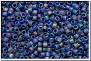 R-15-2637f, TOHO Rocailles, 15/0, blue, navy, semi glazed, AB, 5g